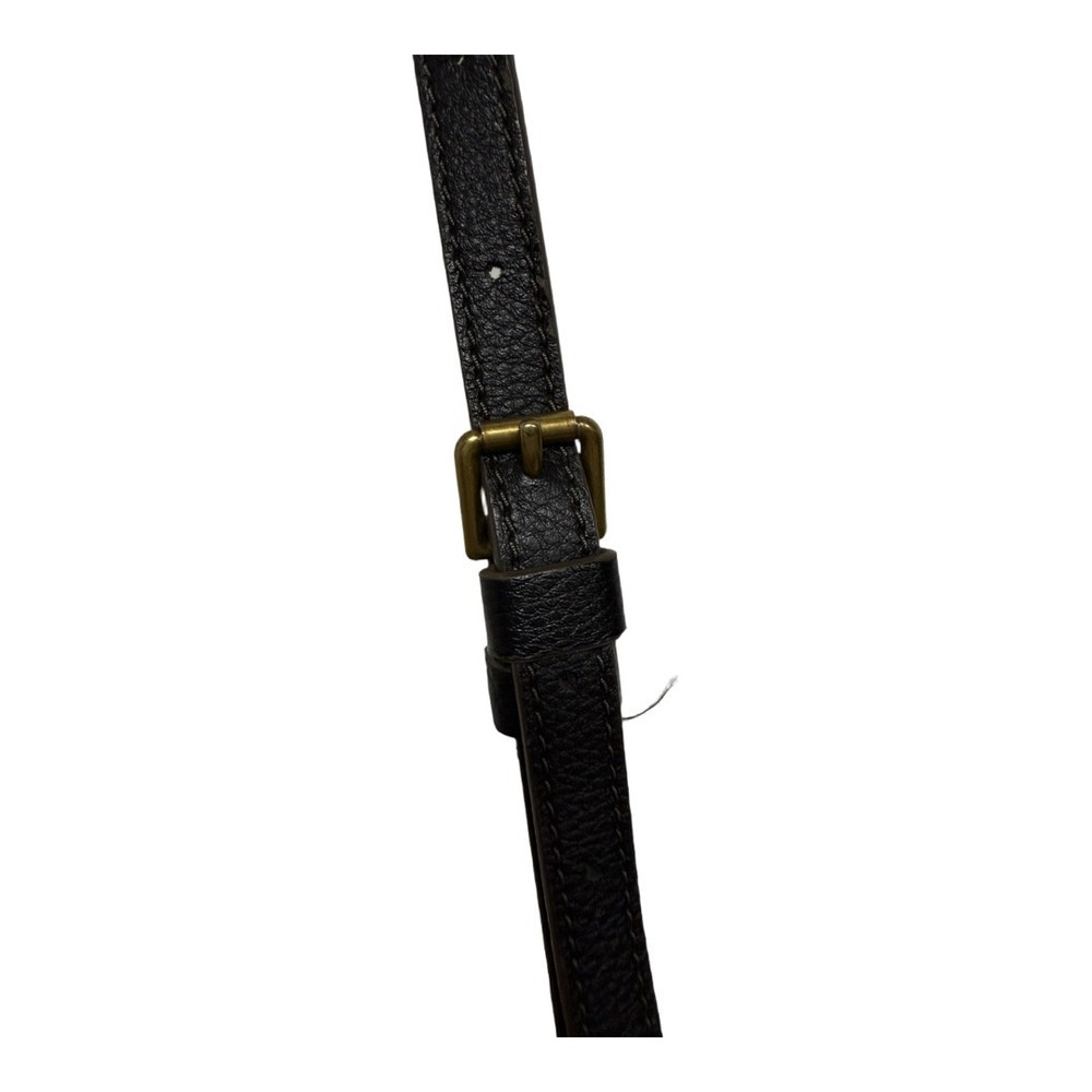 Fossil Black Pebbled Leather Crossbody Shoulder Bag Purse Black Gold Zip - Picture 3 of 6
